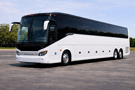 56-passenger charter bus available for charter in Redwood City, CA